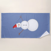 Snowman glimlachen met een rode kerstkerstkerstker strandlaken (Voorkant)