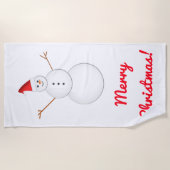 Snowman glimlachen, Red Santa Hat, "Vrolijk kerstf Strandlaken (Voorkant)