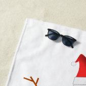 Snowman glimlachen, Red Santa Hat, "Vrolijk kerstf Strandlaken (In situ)