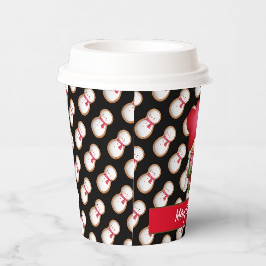 Snowman Gnome past Kleur en Tekst aan Papieren Bekers (Rechts)