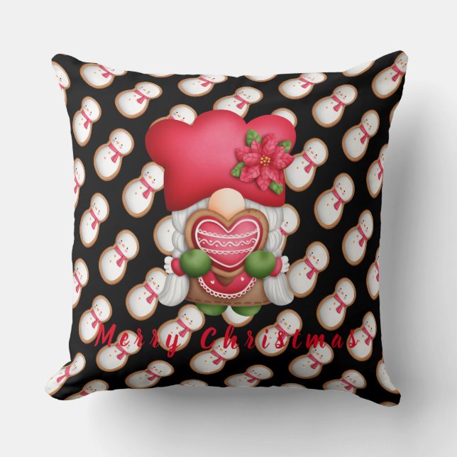 Snowman Gnome past Tekst en Kleur 20-inch X20" aan Kussen (Voorkant)