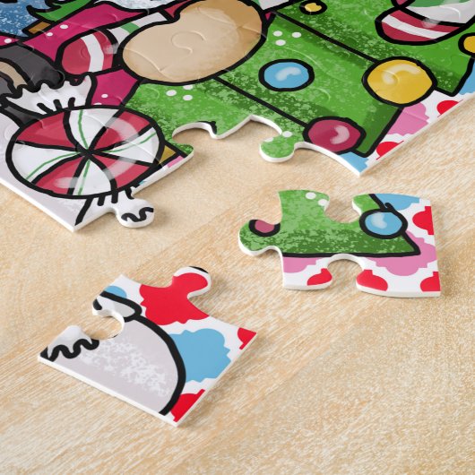 Snowman gnome & Xmas Tree puzzel Legpuzzel (Zijkant)