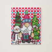 Snowman gnome & Xmas Tree puzzel Legpuzzel (Verticaal)