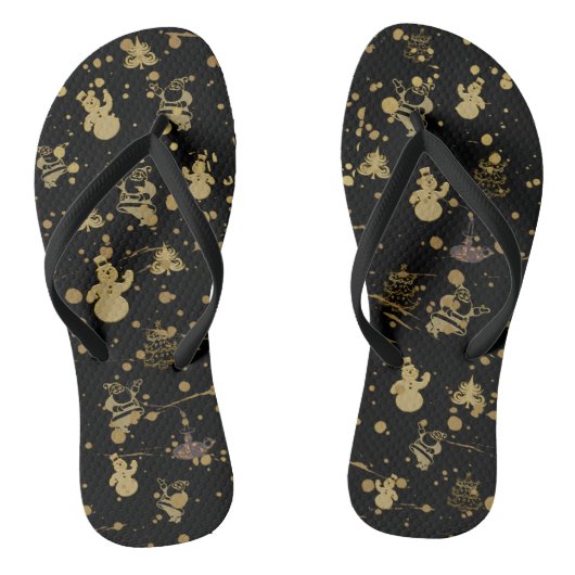 Snowman Gold- en zwarte sneeuwTeenslippers Teenslippers (Voetbed)