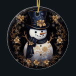 Snowman Gold Flowers Ornament<br><div class="desc">Mooie sneeuwman gouden bloemen Ornament</div>