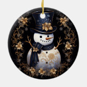 Snowman Gold Flowers Ornament (Achterkant)