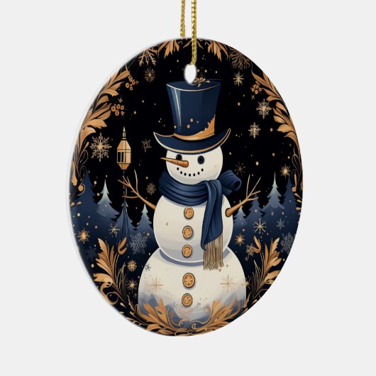 Snowman Gold verlaat Ornament (Rechts)