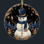 Snowman Gold verlaat Ornament<br><div class="desc">Mooie Sneeuwman Gold verlaat Ornament</div>