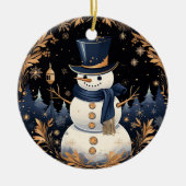 Snowman Gold verlaat Ornament (Voorkant)