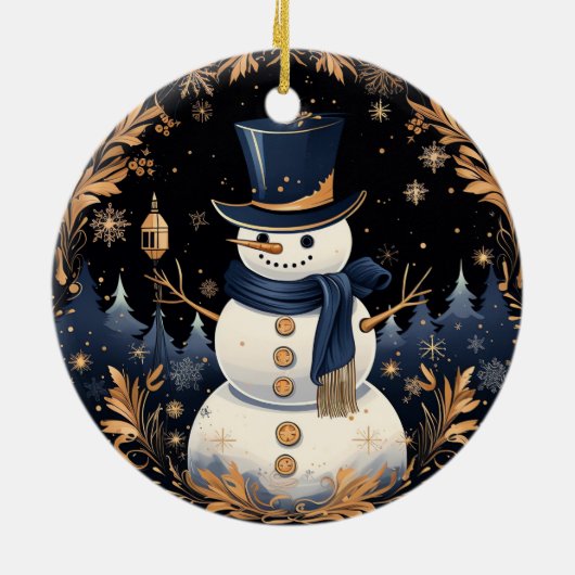 Snowman Gold verlaat Ornament (Achterkant)