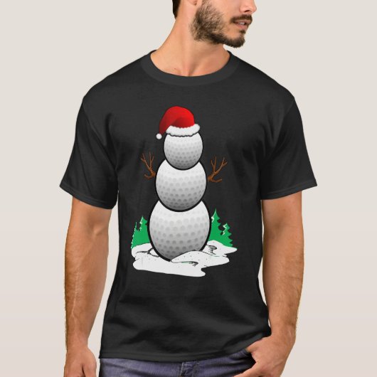 Snowman Golf Ball Santa Hat Christmas Pajama Xmas T-shirt (Voorkant)