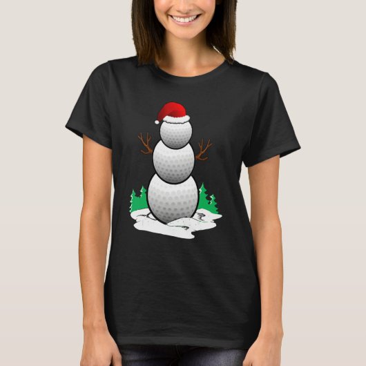 Snowman Golf Ball Santa Hat Christmas Pajama Xmas T-shirt (Voorkant)