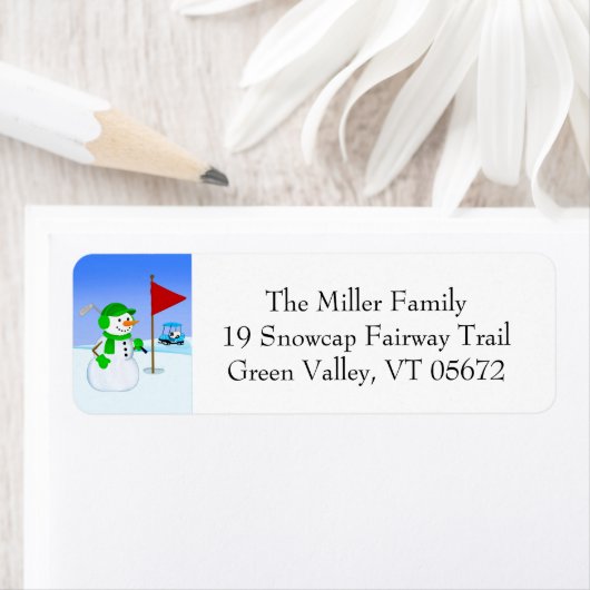  Snowman Golfer Return Address Label (Insitu)