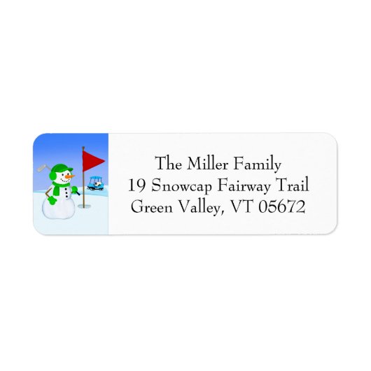  Snowman Golfer Return Address Label (Voorkant)