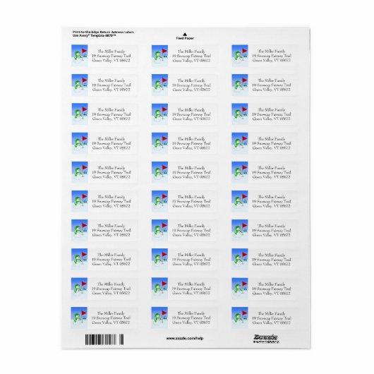  Snowman Golfer Return Address Label (Full Sheet)