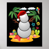 Snowman Golfer T-shirt Kerstzomer in juli feest Poster (Voorkant)