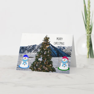 Snowman Golfers kerstKaart Feestdagen Kaart