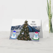 Snowman Golfers kerstKaart Feestdagen Kaart (Voorkant)