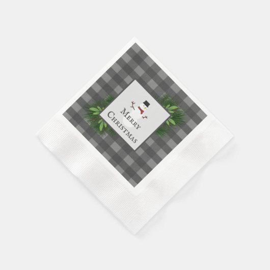 Snowman Gray Buffalo Papier Napkin Servet (Hoek)
