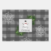 Snowman Gray Buffalo Plaid | Gray Inpakpapier Vel (Voorkant 3)