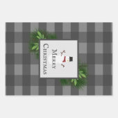 Snowman Gray Buffalo Plaid | Gray Inpakpapier Vel (Voorkant 2)