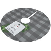 Snowman Gray Buffalo Plaid | Gray Kerstboom Rok (Gekanteld)