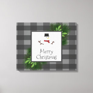 Snowman Gray Buffalo Play Canvas Afdrukken