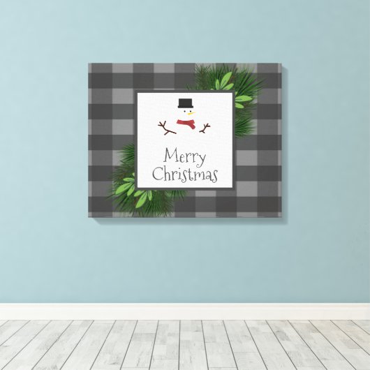 Snowman Gray Buffalo Play Canvas Afdrukken (Insitu (Houten vloer))