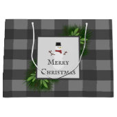 Snowman Gray Buffalo Play Gift Bag Groot Cadeauzakje (Voorkant)