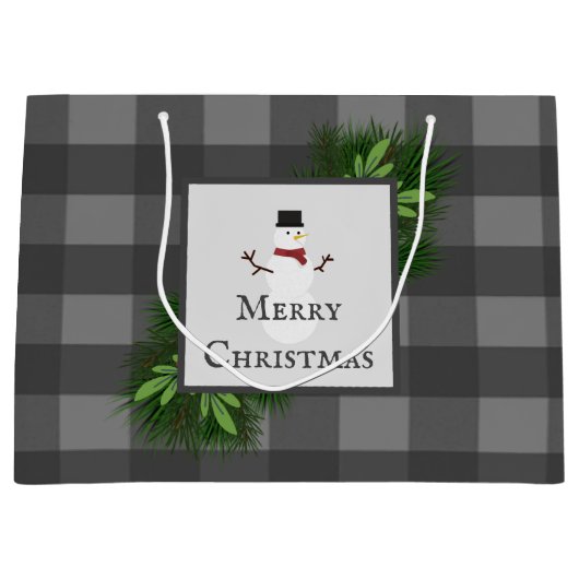 Snowman Gray Buffalo Play Gift Bag Groot Cadeauzakje (Voorkant)