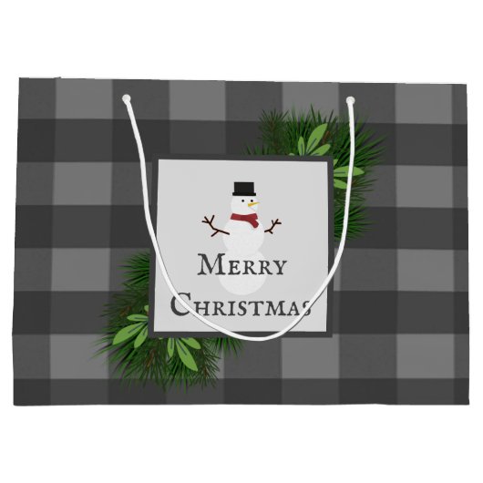 Snowman Gray Buffalo Play Gift Bag Groot Cadeauzakje (Achterkant)