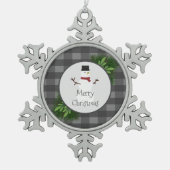 Snowman Gray Buffalo Pneemetspatten Ornament (Voorkant)