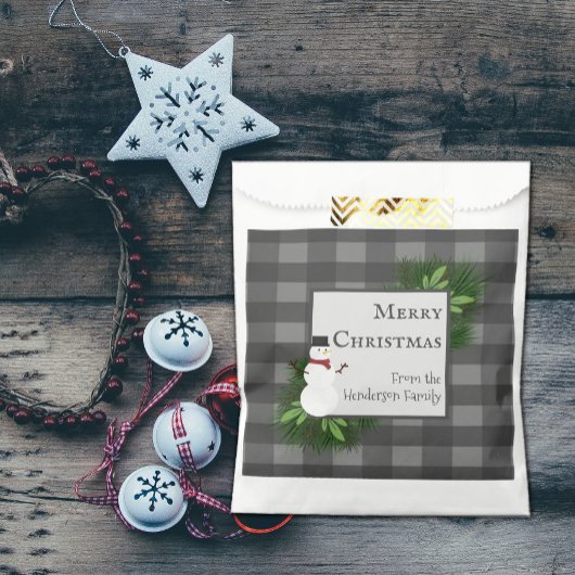 Snowman Gray Buffalo Pset Favor Bag Bedankzakje