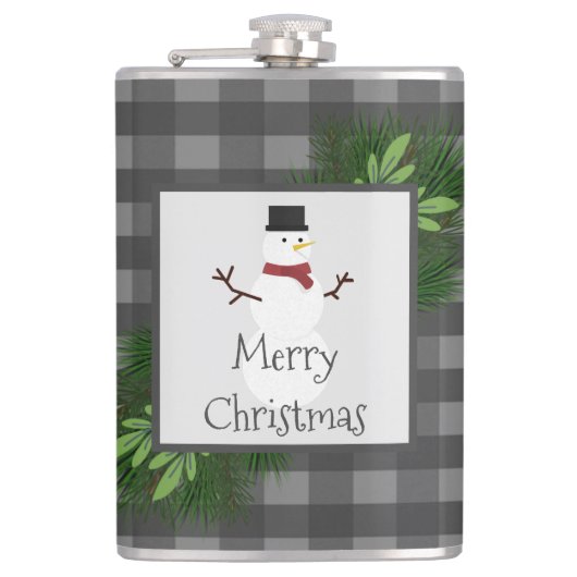 Snowman Gray Buffalo Pset Flask Heupfles (Voorkant)