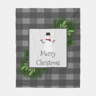 Snowman Gray Buffalo Pset Fleece Blanket Deken