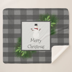 Snowman Gray Buffalo Pset Sherpa Blanket Deken