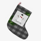 Snowman Gray Buffalo Pset Stocking Grote Kerstsok (Voorkant (Hangend))