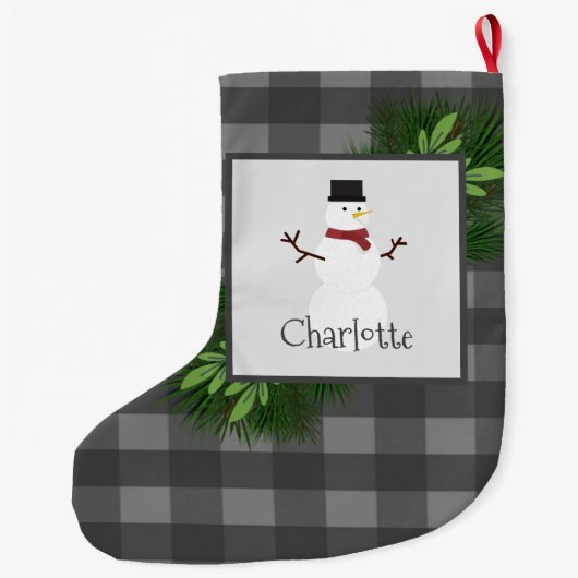 Snowman Gray Buffalo Pset Stocking Grote Kerstsok (Achterkant)