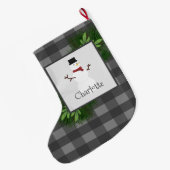 Snowman Gray Buffalo Pset Stocking Grote Kerstsok (Achterkant (Hangend))