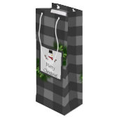 Snowman Gray Buffalo Pset Wine Gift Bag Wijn Cadeautas (Achterkant Gekanteld)