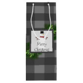 Snowman Gray Buffalo Pset Wine Gift Bag Wijn Cadeautas (Achterkant)