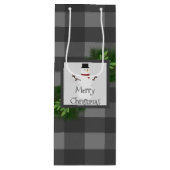 Snowman Gray Buffalo Pset Wine Gift Bag Wijn Cadeautas (Voorkant)