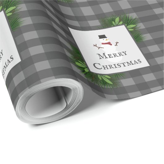 Snowman Gray Buffalo-speldenpapier Cadeaupapier (Rol Hoek)
