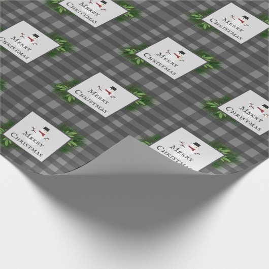 Snowman Gray Buffalo-speldenpapier Cadeaupapier (Hoek)