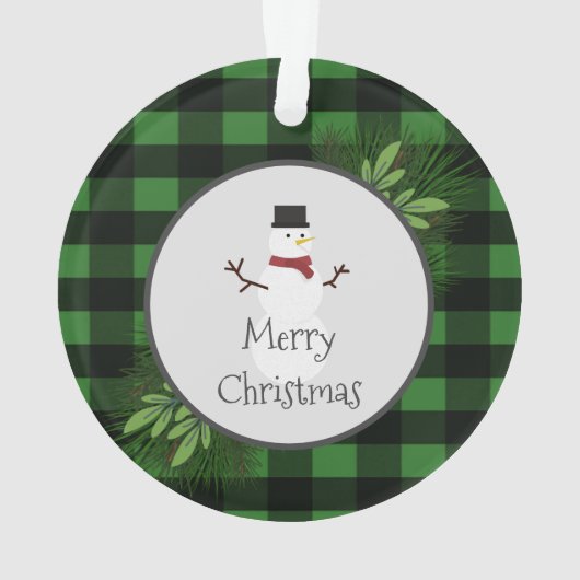 Snowman Green Buffalo Ornament (achterkant)