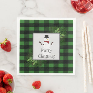 Snowman Green Buffalo Papa Napkin Servet