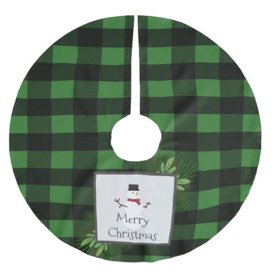 Snowman Green Buffalo Plaid | Groen en zwart Kerstboom Rok (Voorkant)