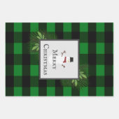 Snowman Green Buffalo Plaid | Zwart en groen Inpakpapier Vel (Voorkant 2)