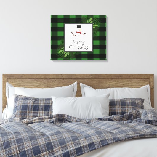Snowman Green Buffalo Play Canvas Afdrukken (Insitu (Slaapkamer))