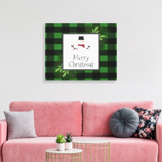 Snowman Green Buffalo Play Canvas Afdrukken (Insitu (Woonkamer))